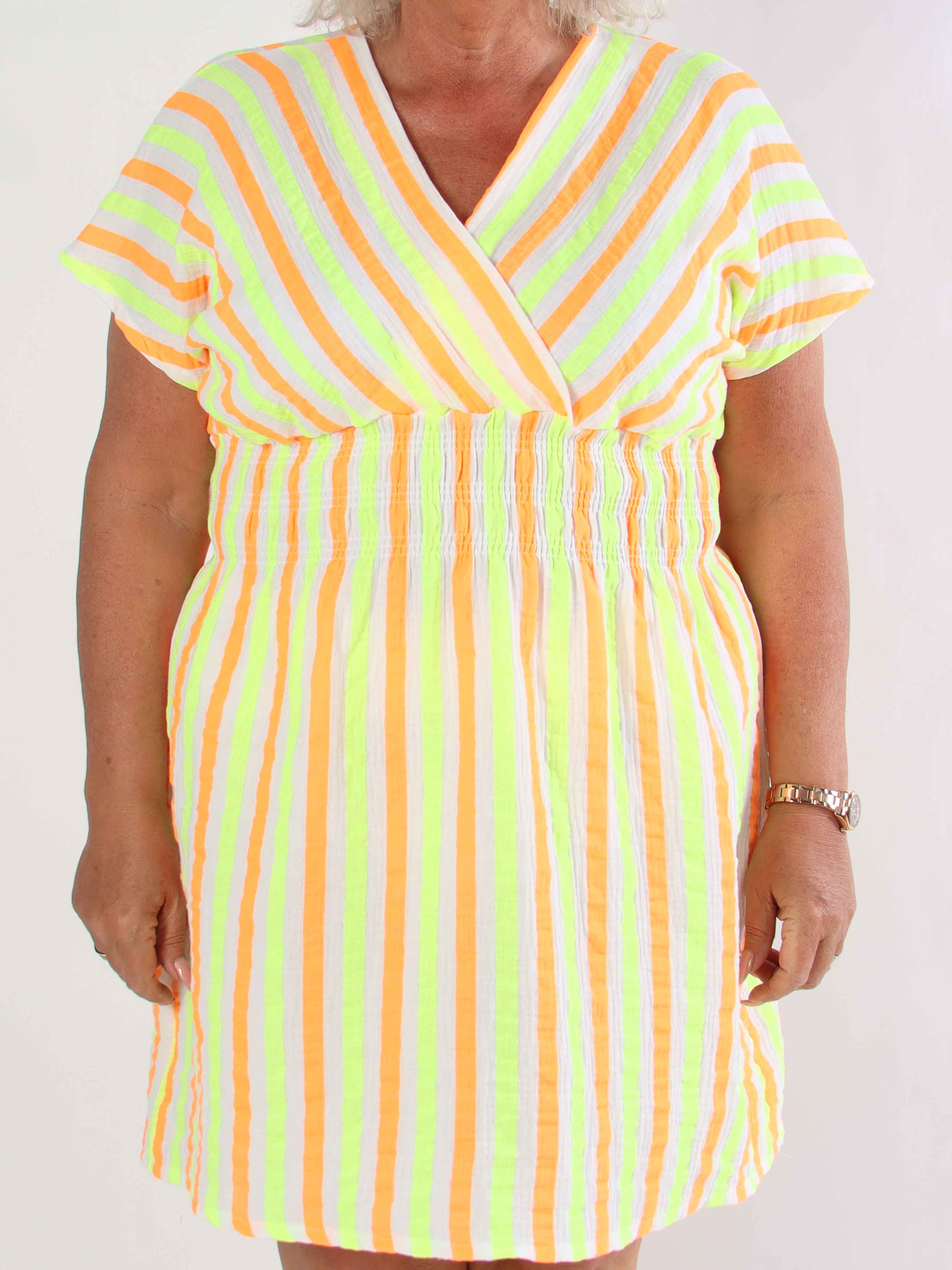 Eris - Sød stribet kjole i bomuld med smock